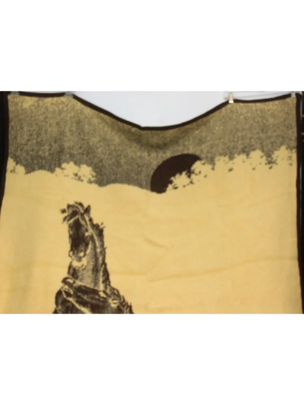 Vtg Revert Plush Blanket Wild Horses Country Equestrian Reversible Full Queen